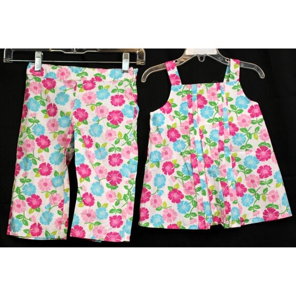 2008 Gymboree Tennis Match Outfit sz 4 Girl Tank Top Pants Flower Colorful Pleat - Picture 1 of 6